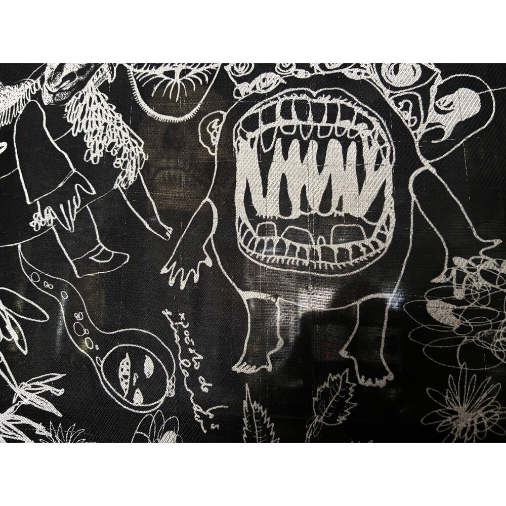 Phi Sheer Scarf Black Surrealist Horror Dark Art Print Oversize Goth Wrap 48x46 - Picture 8 of 10